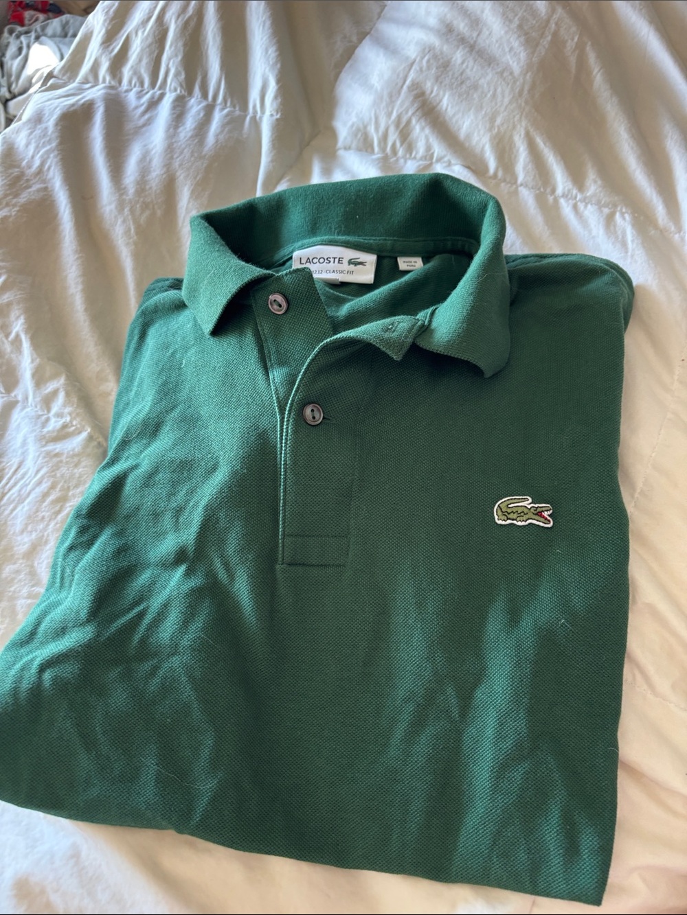Lacoste Men's Dark Green Piqué Polo Shirt with Crocodile Logo